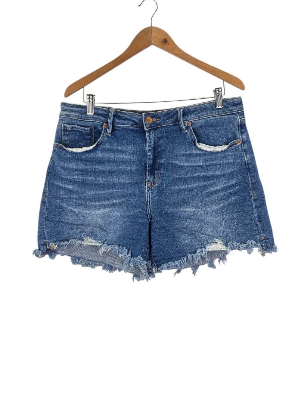 Dear John Womens Jullian High Rise Denim Shorts Medium Wash Size 32 Frayed Hem